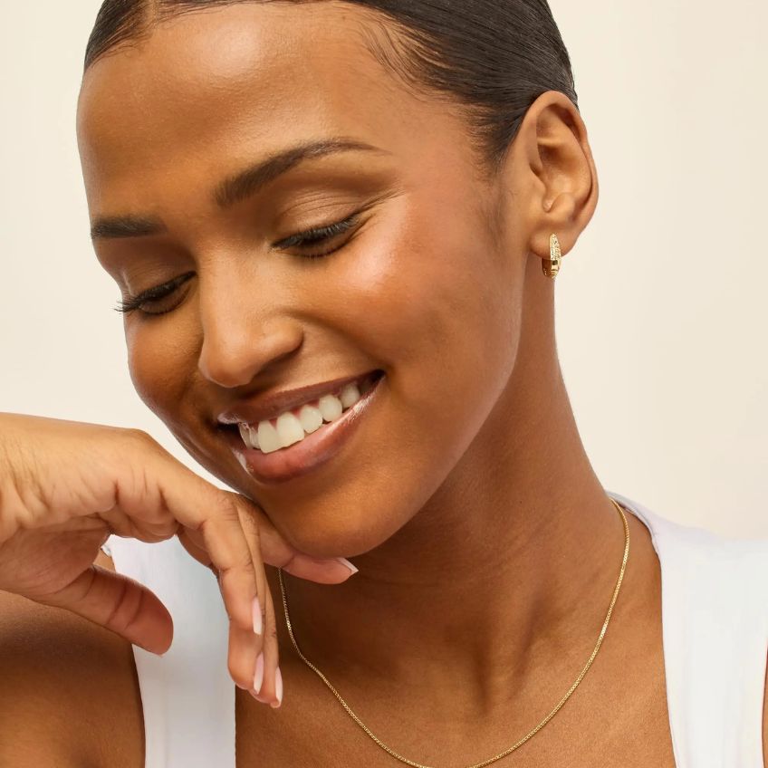 Earrings Aurea Curve – U-Shaped Hoops with Zirconia & Sterling Silver Post