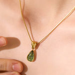 Load image into Gallery viewer, Emerald Glass Drop Necklace