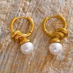 Load image into Gallery viewer, Pearl Geometry Hoops