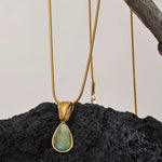 Load image into Gallery viewer, Emerald Glass Drop Necklace