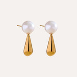 Load image into Gallery viewer, Earrings Lumi Drop – Teardrop Pearl Studs in Stainless Steel
