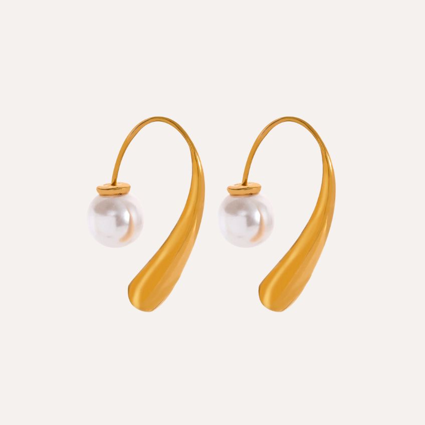 Earrings Lumi Linea – Minimalist Pearl Studs in 18K Gold Plating