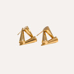 Load image into Gallery viewer, Earrings Vertex Edge – Geometric Triangle Studs in 18K
