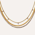 Load image into Gallery viewer, Triple Layer Square Zircon Necklace