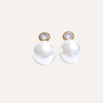 Load image into Gallery viewer, Earrings Aura Pearl – Classic Round Studs with Zircon Shine
