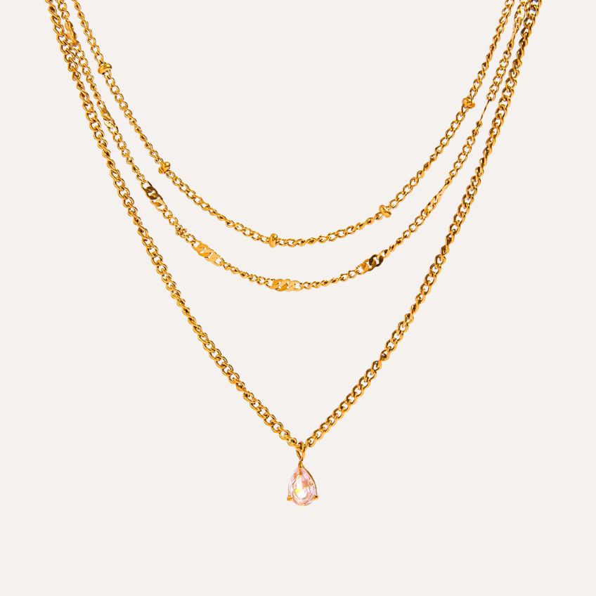 White Zircon Layered Necklace