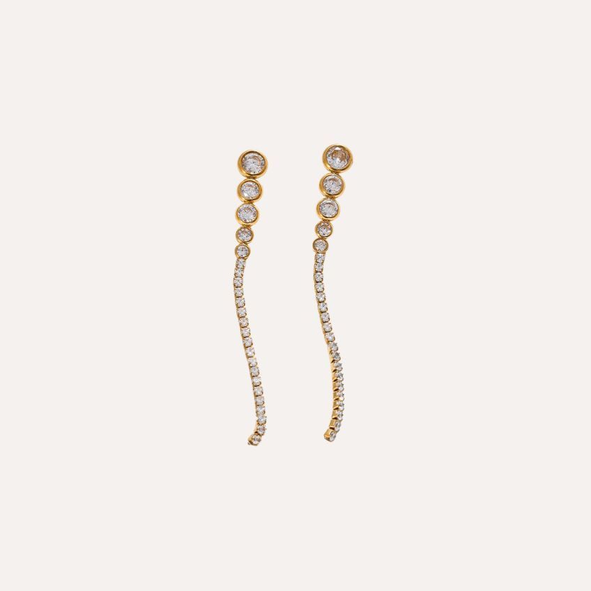 Earrings Stella Flow – Long Chain Drops with Zirconia Sparkle