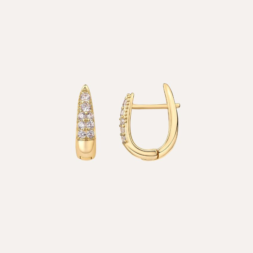 Earrings Aurea Curve – U-Shaped Hoops with Zirconia & Sterling Silver Post
