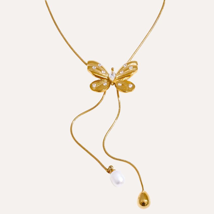 Removable Butterfly Pearl Necklace