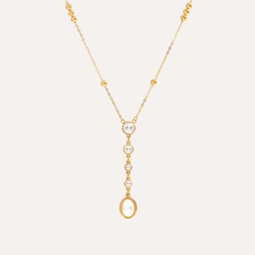 Pearl Crystal Y Necklace
