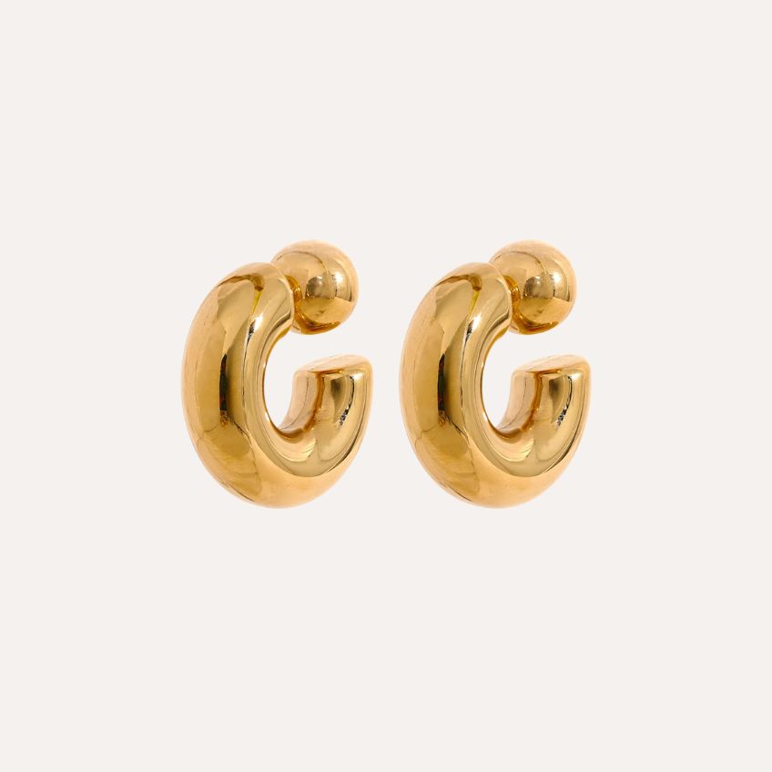 Earrings Vetta Bold – Chunky C-Shaped Metal Hoops