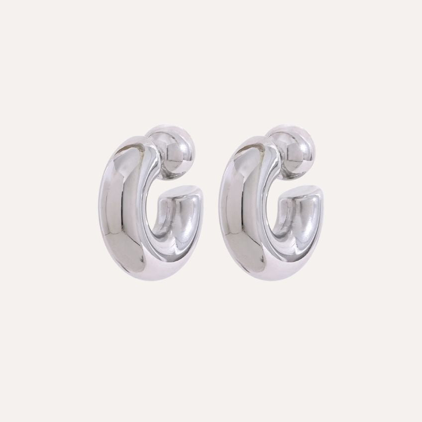 Earrings Vetta Bold – Chunky C-Shaped Metal Hoops