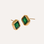 Load image into Gallery viewer, Earrings Prisma Duo – Square Studs with White &amp; Green Zirconia
