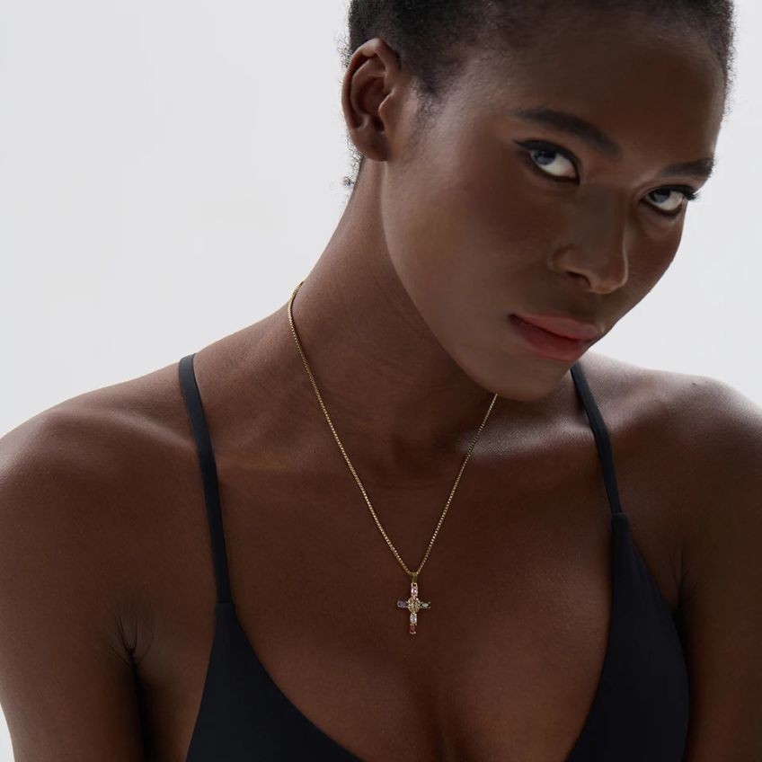 Celestine Radiant Cross Necklace