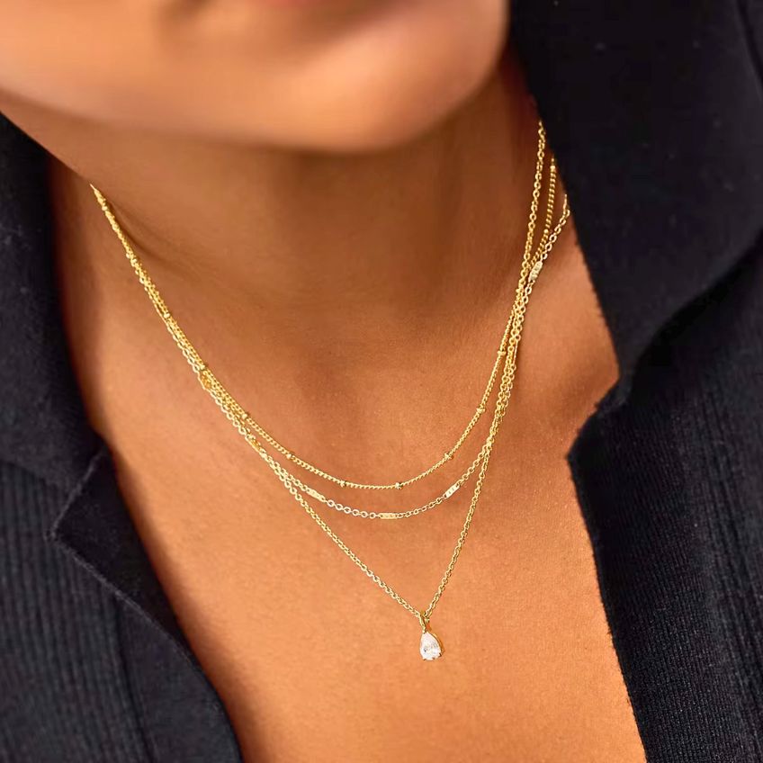 White Zircon Layered Necklace