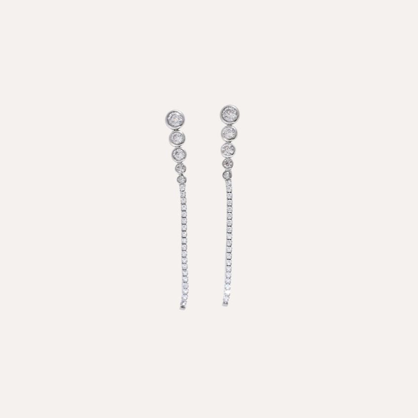 Earrings Stella Flow – Long Chain Drops with Zirconia Sparkle