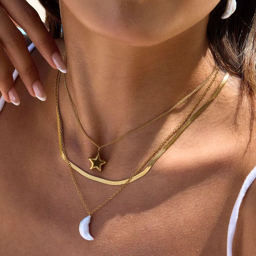 Moon Pearl Star Necklace
