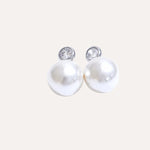 Load image into Gallery viewer, Earrings Aura Pearl – Classic Round Studs with Zircon Shine
