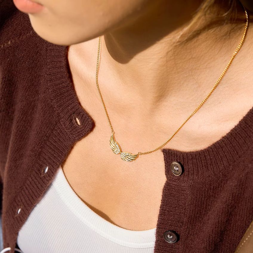 Zircon Wing Pendant Necklace