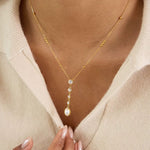 Load image into Gallery viewer, Pearl Crystal Y Necklace