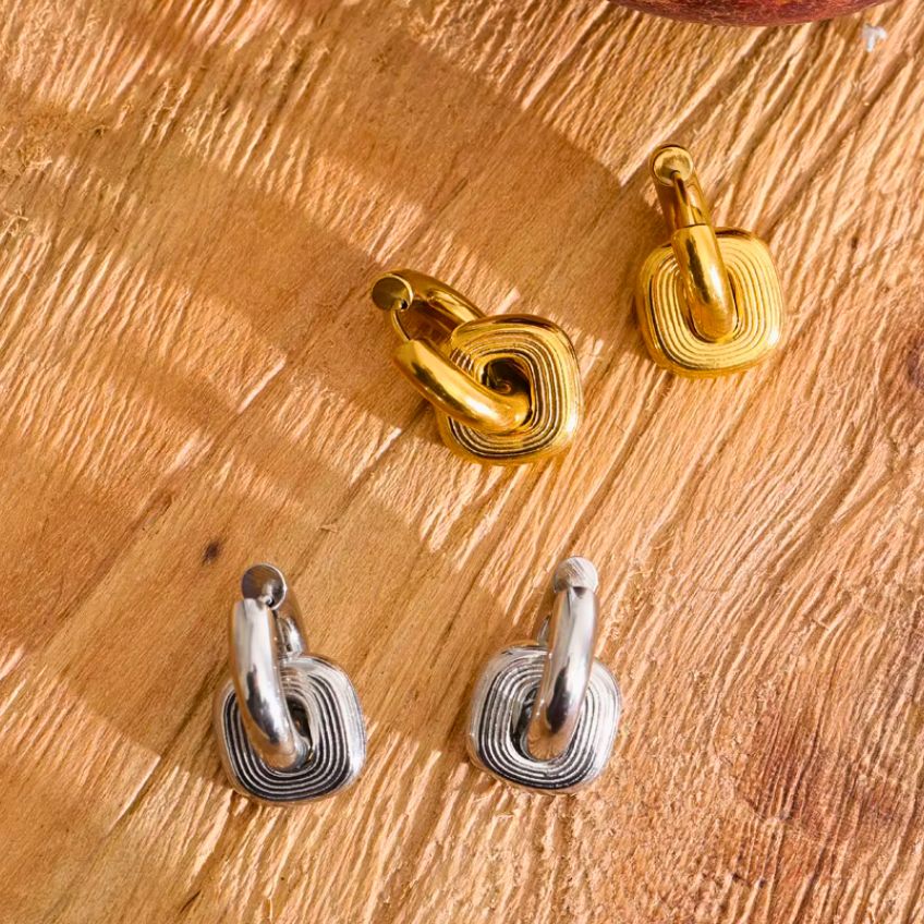 Textured Square Hoop Earrings