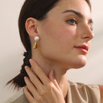Load image into Gallery viewer, Earrings Lumi Drop – Teardrop Pearl Studs in Stainless Steel
