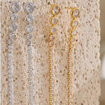 Load image into Gallery viewer, Earrings Stella Flow – Long Chain Drops with Zirconia Sparkle
