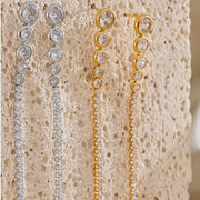 Earrings Stella Flow – Long Chain Drops with Zirconia Sparkle
