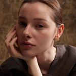 Load image into Gallery viewer, Earrings Lumi Flora – Golden Floral Studs with Zirconia Shine
