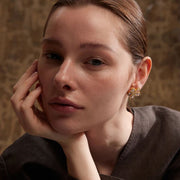 Earrings Lumi Flora – Golden Floral Studs with Zirconia Shine