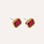 Load image into Gallery viewer, Earrings Prisma Duo – Square Studs with White &amp; Green Zirconia
