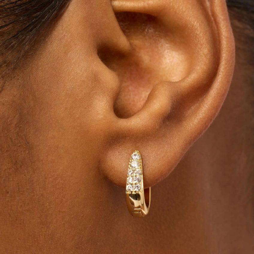 Earrings Aurea Curve – U-Shaped Hoops with Zirconia & Sterling Silver Post