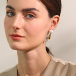 Load image into Gallery viewer, Earrings Lumi Drop – Teardrop Pearl Studs in Stainless Steel
