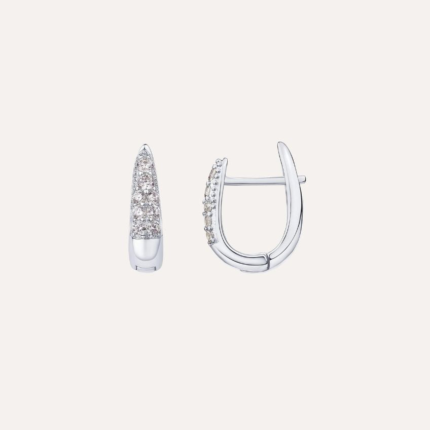 Earrings Aurea Curve – U-Shaped Hoops with Zirconia & Sterling Silver Post