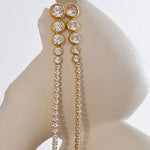 Load image into Gallery viewer, Earrings Stella Flow – Long Chain Drops with Zirconia Sparkle
