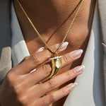 Load image into Gallery viewer, Zircon Horn Pendant Necklace