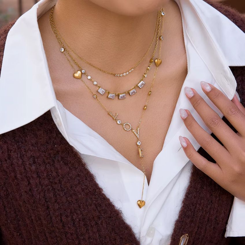 Rectangle Zircon Pendant Necklace