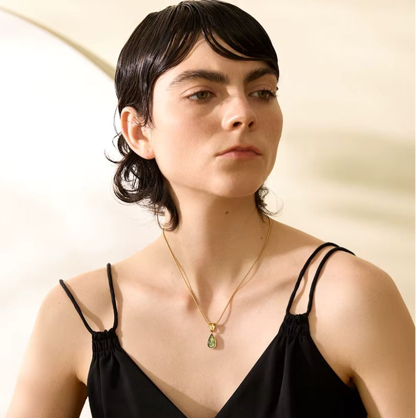 Emerald Glass Drop Necklace