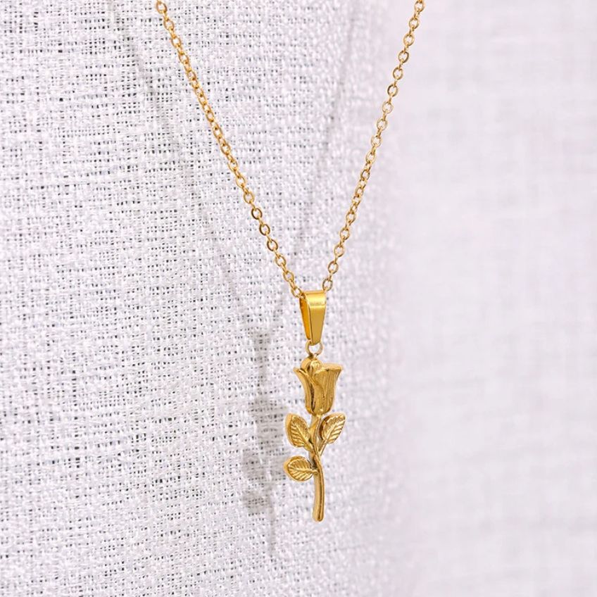Rosabel Metal Rose Pendant Necklace