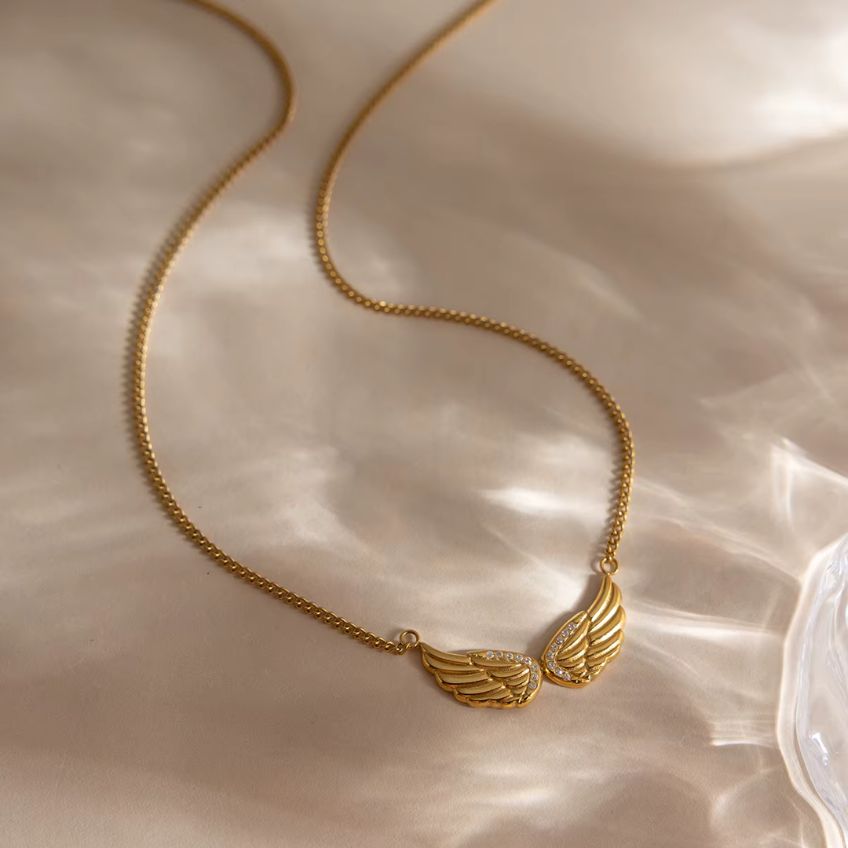 Zircon Wing Pendant Necklace
