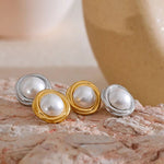 Load image into Gallery viewer, Earrings Pure Pearl – Minimalist Round Studs
