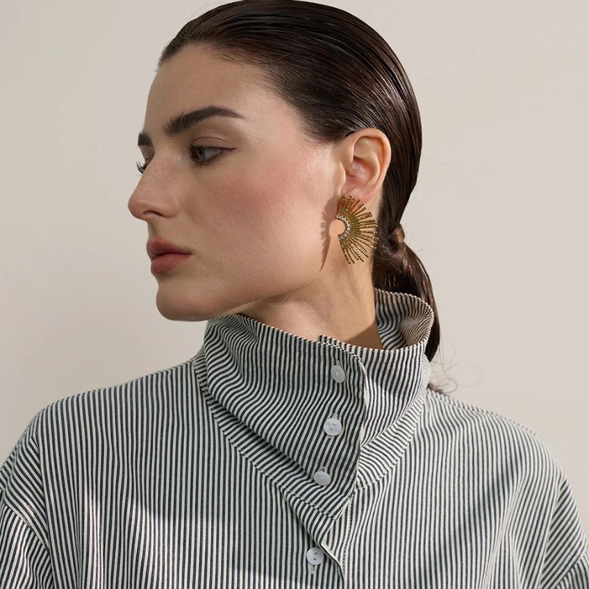 Earrings Nova Edge – Geometric Studs with Zircon Shine
