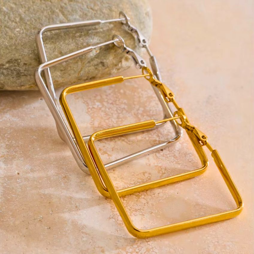 Square Hollow Hoop Earrings