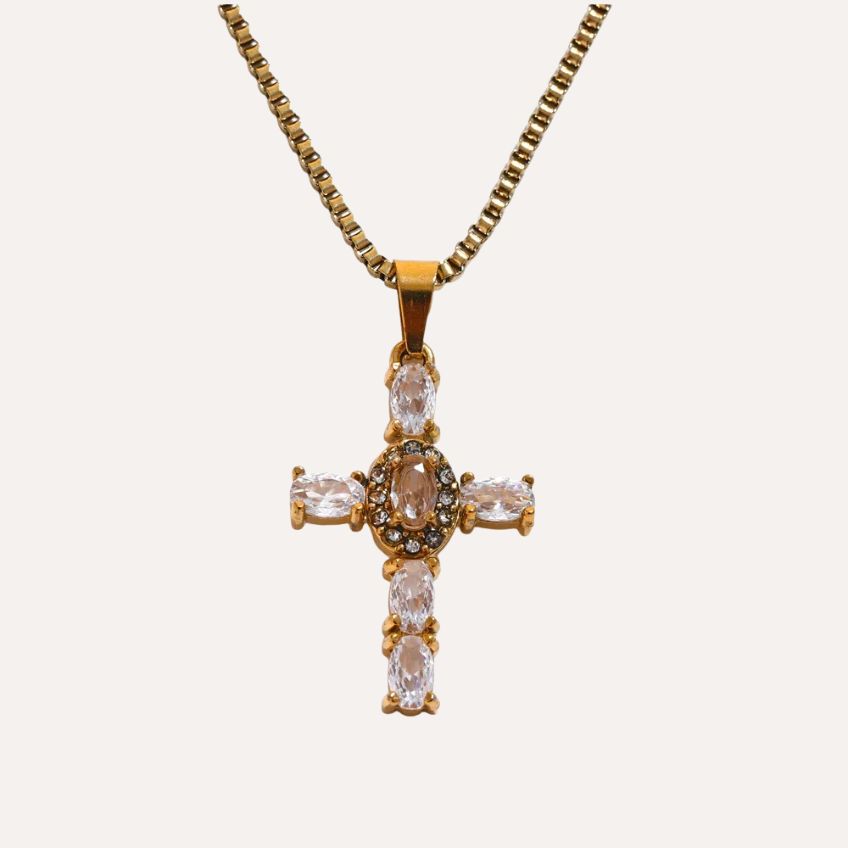 Celestine Radiant Cross Necklace