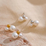 Load image into Gallery viewer, Earrings Lumi Mini – Small Pearl Studs in Gold or Platinum Finish
