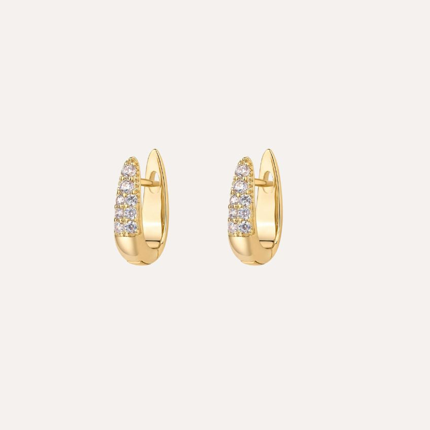 Earrings Aurea Curve – U-Shaped Hoops with Zirconia & Sterling Silver Post