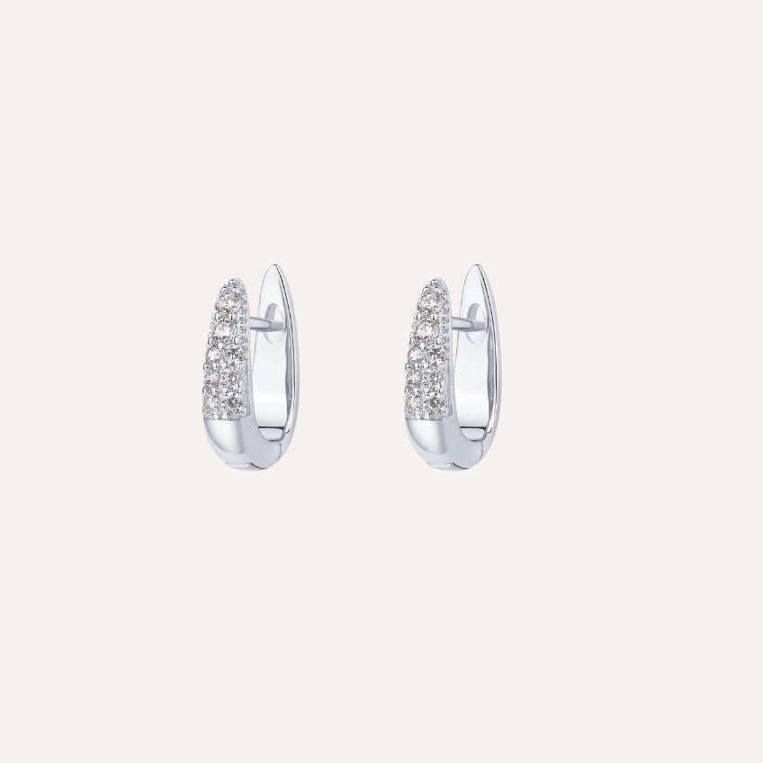 Earrings Aurea Curve – U-Shaped Hoops with Zirconia & Sterling Silver Post