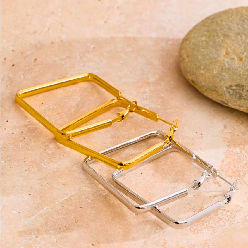 Square Hollow Hoop Earrings