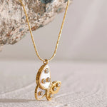 Load image into Gallery viewer, Necklace Papillon Lumi – Shell &amp; Zircon Butterfly Pendant
