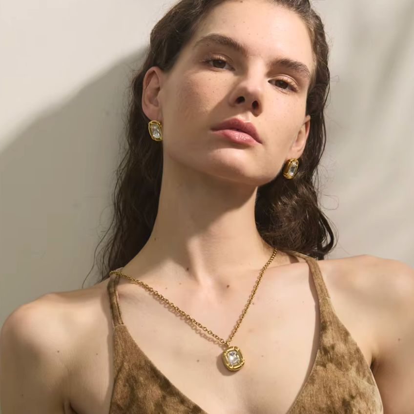 Rectangular Zircon Jewelry Set